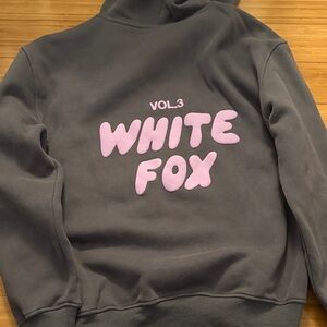 White Fox Gray and Purple Hoodie
